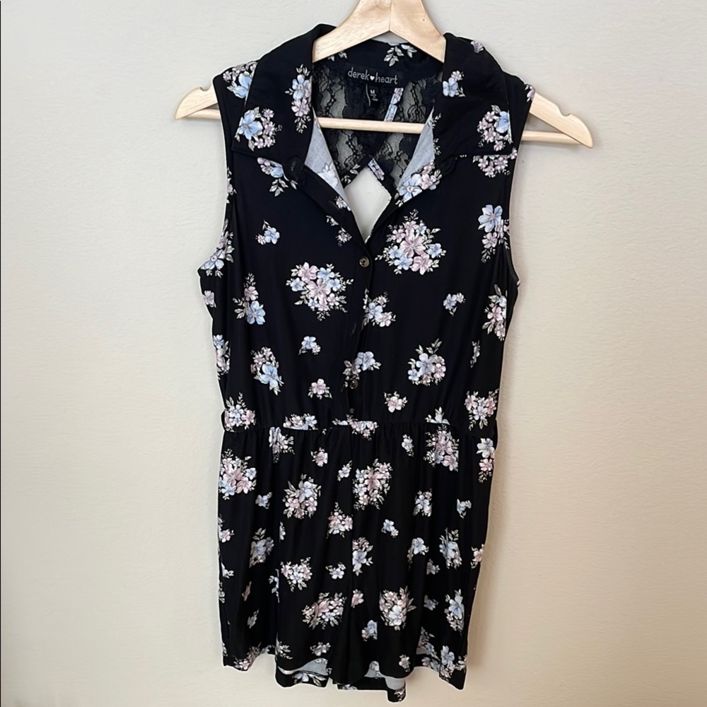 Derek Heart Black Floral Sleeveless romper